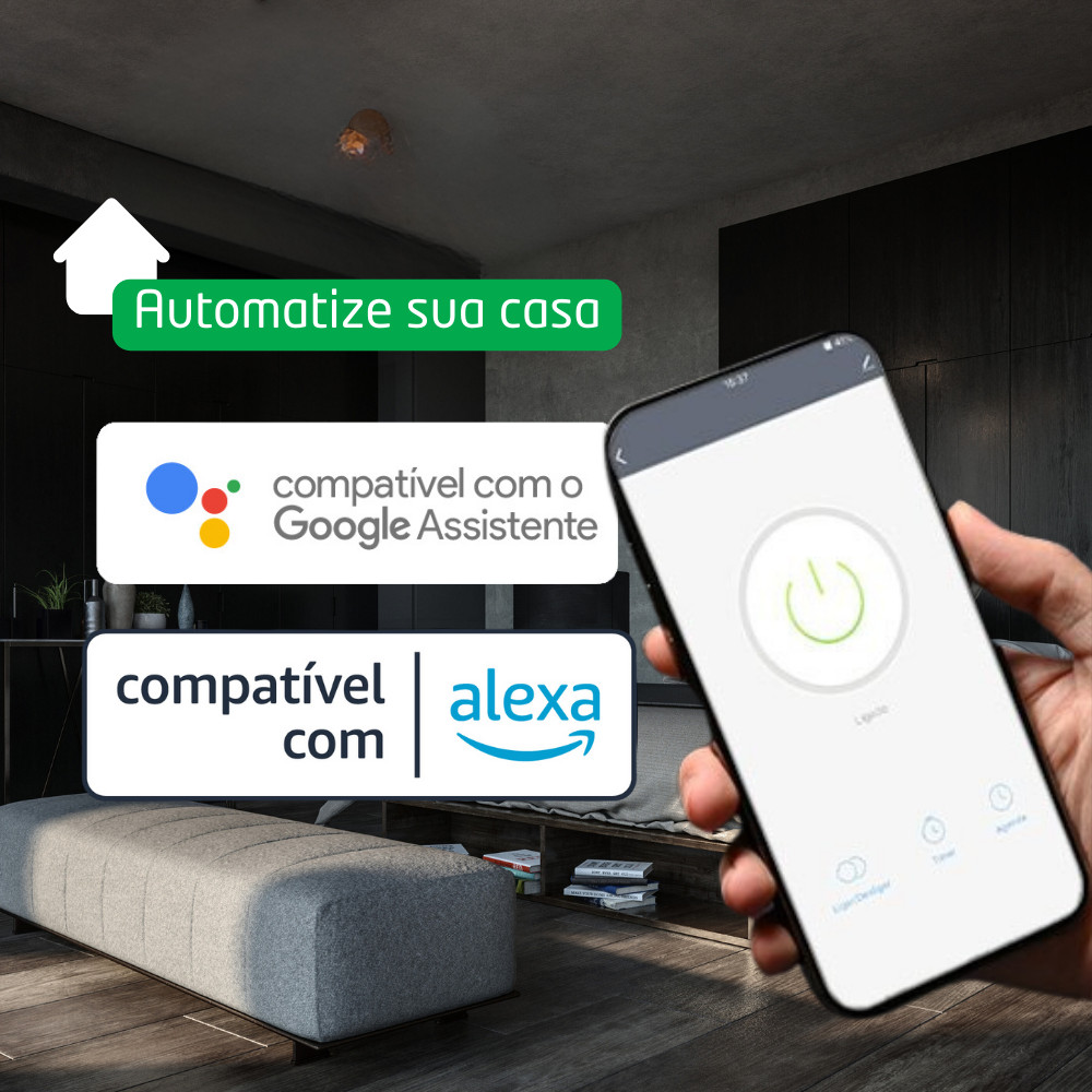 Interruptor Inteligente Wifi Smart Touch 1 Tecla EWS 1001 Preto Intelbras Compatível com Alexa · foto 2