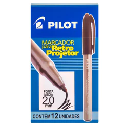 Caixa Com 12 Marcador Para Retroprojetor Pilot Ponta Média 2.0mm Preto