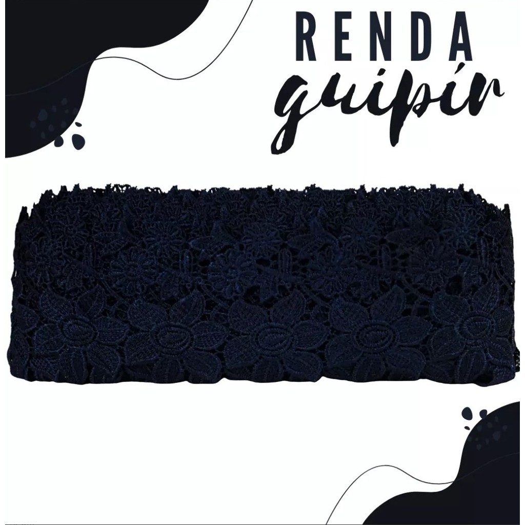 Renda Guipir CHL-452 Entremeio - 10.0 Cm -  Rolo C/13.7 Metros Cor:Marinho