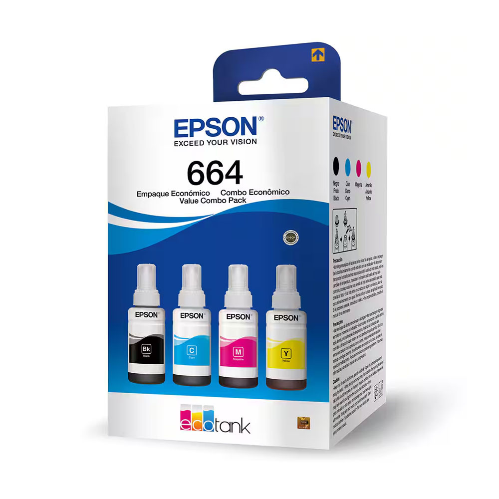 Kit refil Epson Ecotank (664) T664520-4P Cores com 4 unidades em Oferta na Shopee