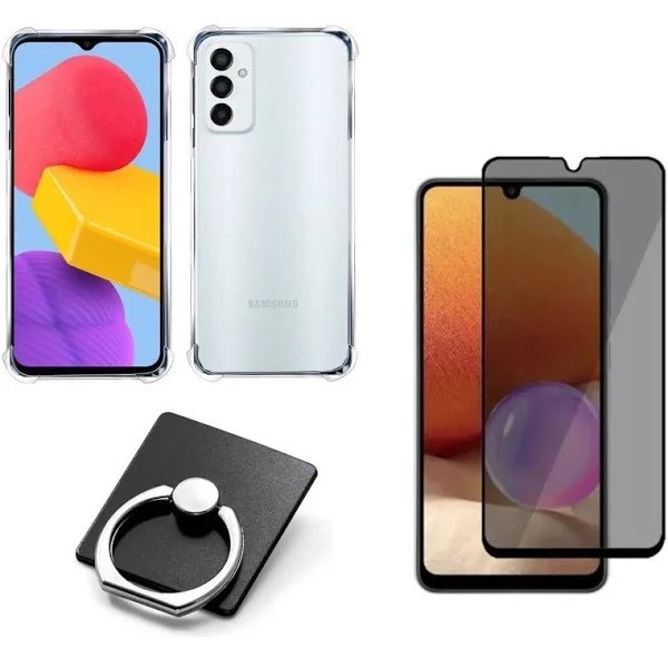 Kit Capa + Película 3D Vidro Privacidade + Anel Suporte para Samsung Galaxy M35