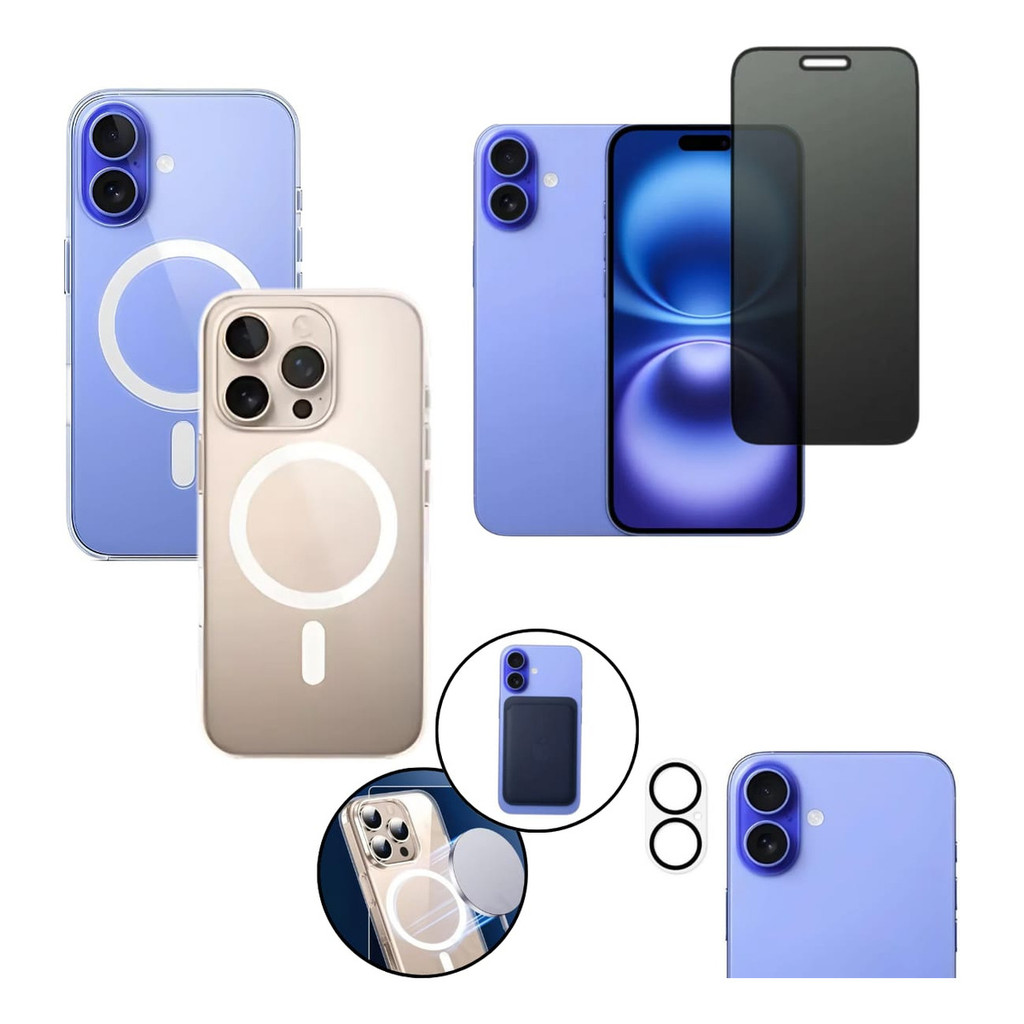 Capinha Magnética Para iPhone 16 Plus Pro proMax + película 3d Privacidade + proteção câmera