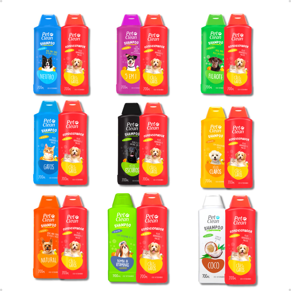 Kit Banho Shampoo Pet Shop + Creme Condicionador de Pelos para Cachorro e Gato Pet Clean em Oferta na Shopee