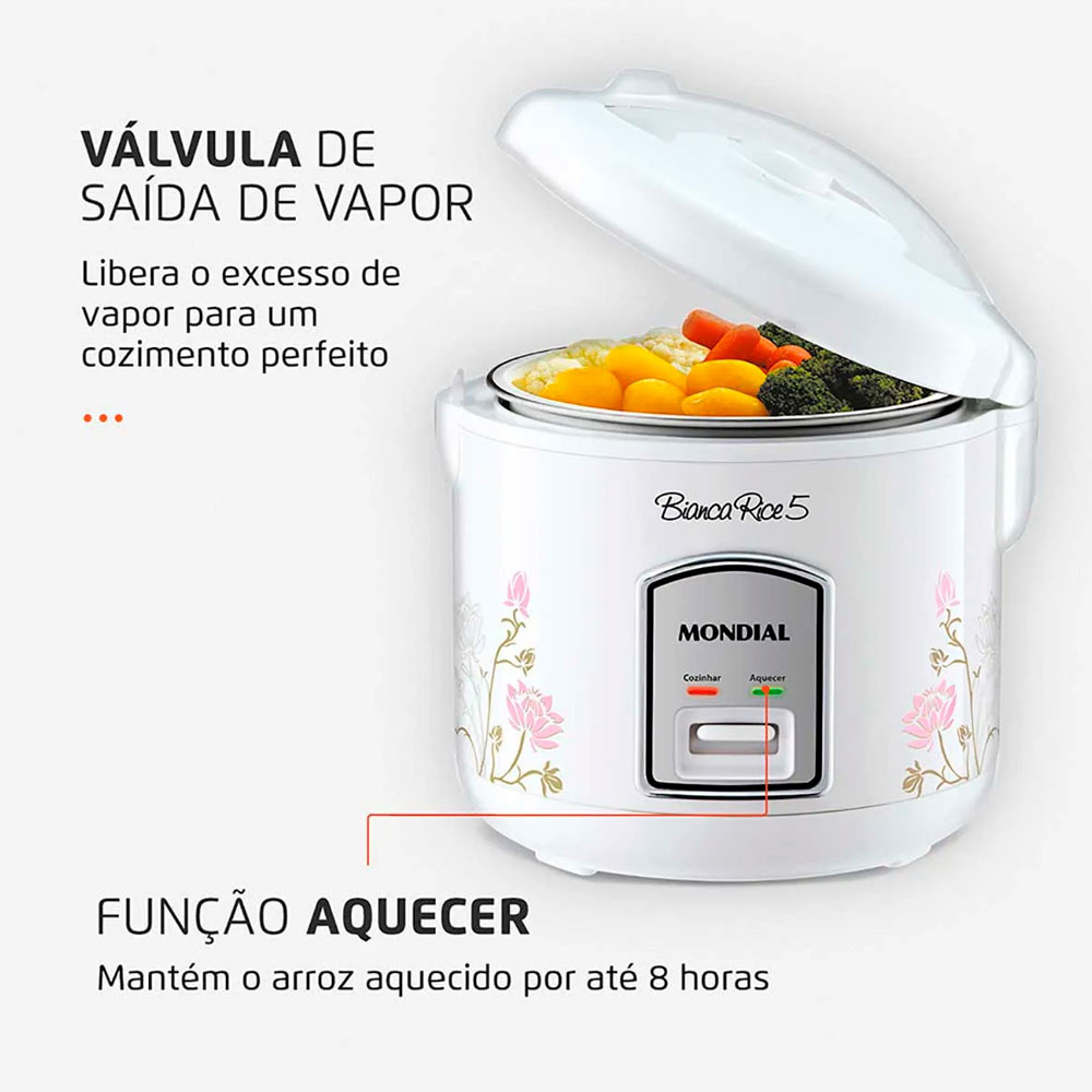 Detalhes do Panela De Arroz Bianca Rice 5 Mondial NPE-05-5X 400W