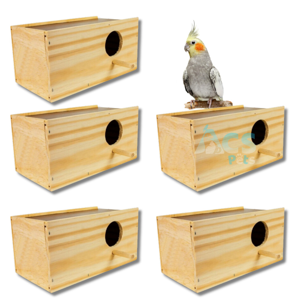 Kit 05 Ninho Para Calopsita Casinha Grande Para Pássaros Calopsita, Agapornes, Rosela e Periquito em Oferta na Shopee