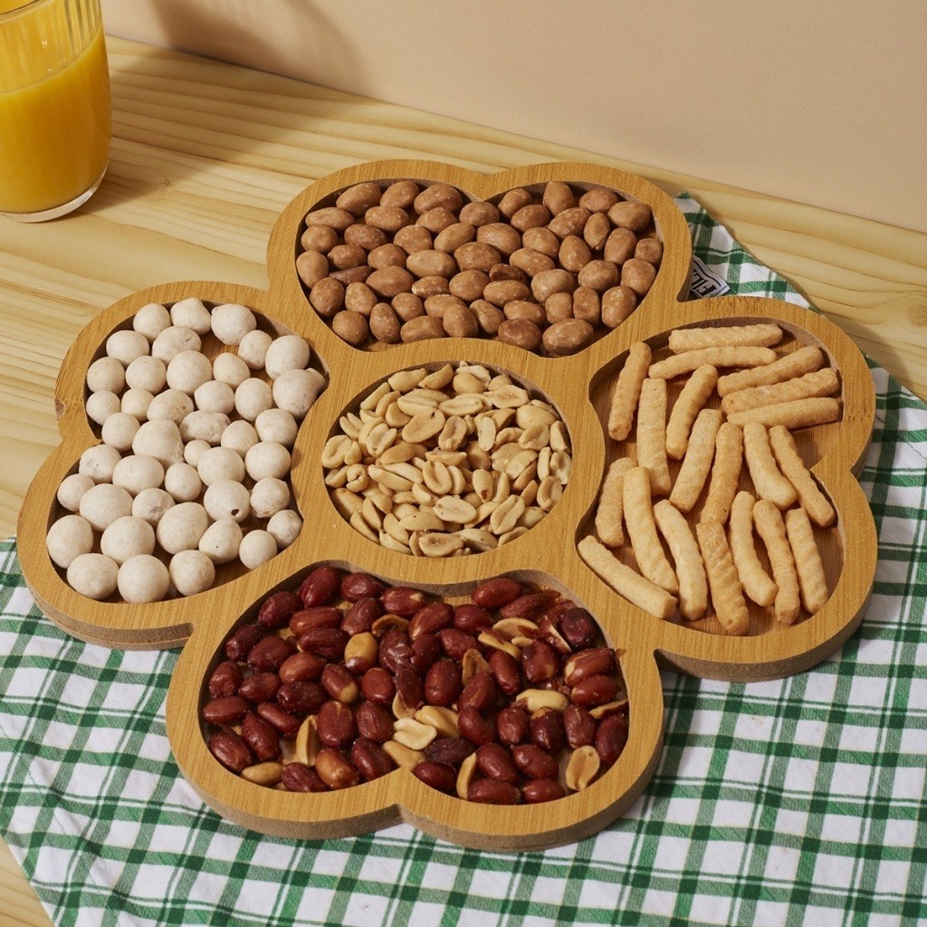 Petisqueira Gamela Mdf 30X30CM Madeira Flor Com 5 Espaços Para Decorativo E Servir Petiscos E Frios universal