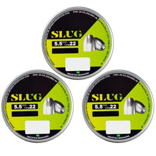 Kit 3 Chumbinho Slug 5.5mm 23gr/1,490g 100 Unidades - Virtus em Oferta na Shopee