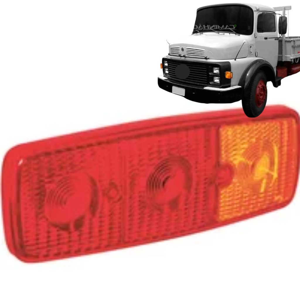 Lente Lanterna Traseira para Mercedes-Benz 1113 / 1313 / 608 / Bandeirante - Bicolor - Vermelha / Âmbar - LD / LE em Oferta na Shopee