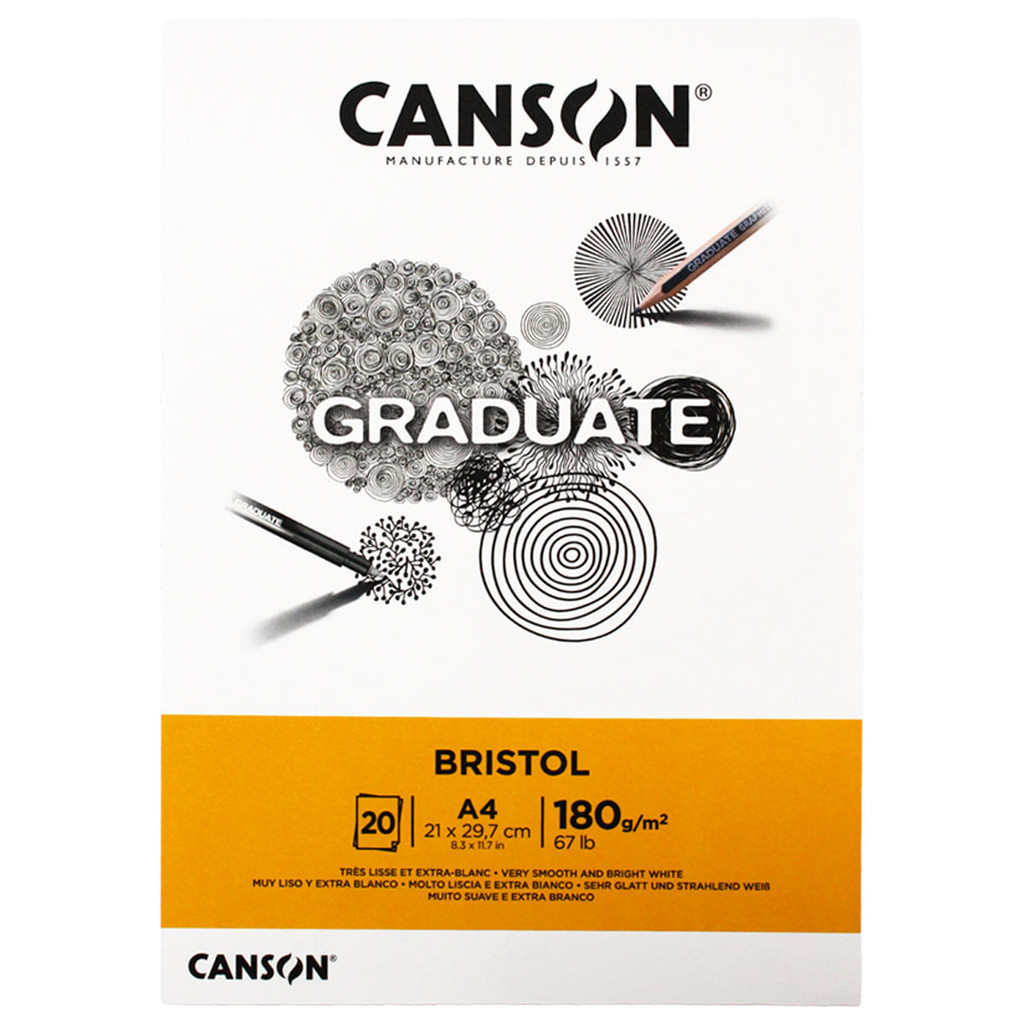 Bloco Papel Canson Graduate Bristol 180gr A3 C/ 20fls