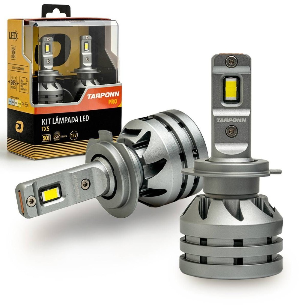 Kit Lâmpada Led Tx5 Pro H7 50w 11000 Lumens 6000k Tarponn em Oferta na Shopee