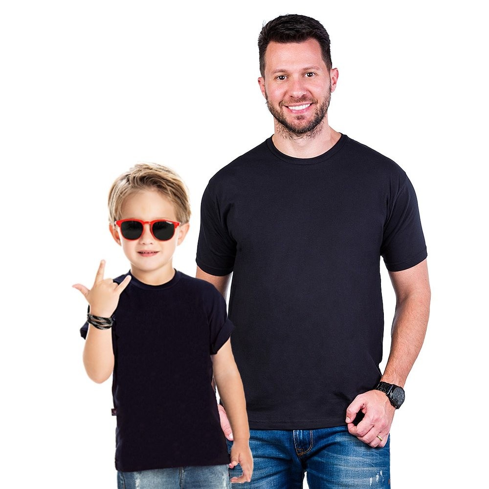 Kit Tal Pai Tal Filho Camisetas Lisa Preto Básica 100% Algodão Kit 2 Camisetas Adulto e Infantil Presente Dia dos Pais