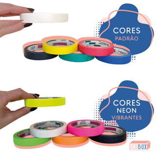 Kit 6 Fitas Crepe Coloridas 18mm x 30m Artesanato Escolar Escritório em Oferta na Shopee