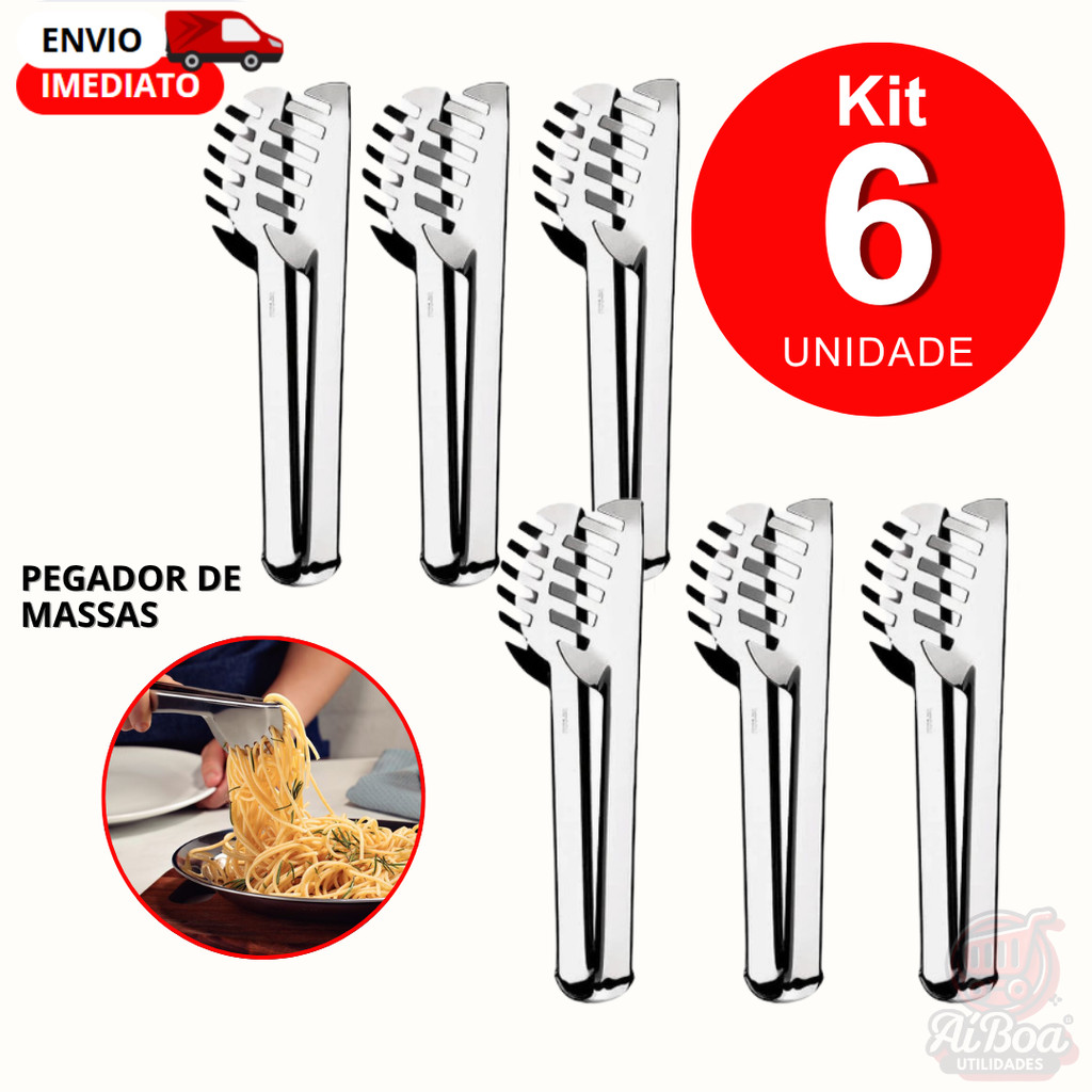 Pegador de Massa Inox Com Serrilha Ideal para Massa e Salada 20 cm