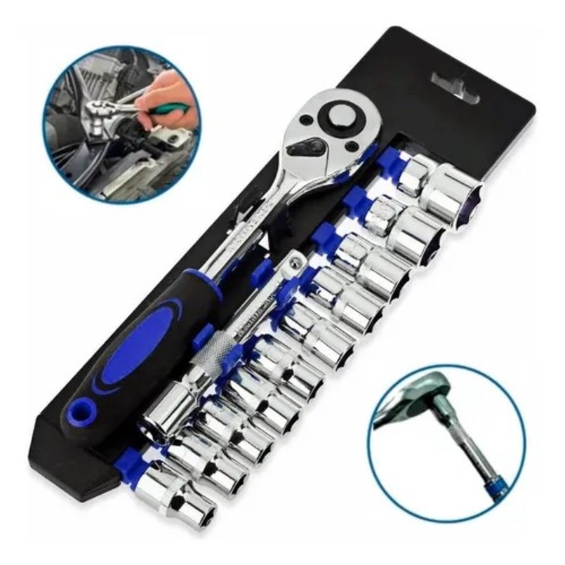 Chave Catraca 1/2  Soquetes Sextavados 12 Peças e Extensão em Oferta na Shopee