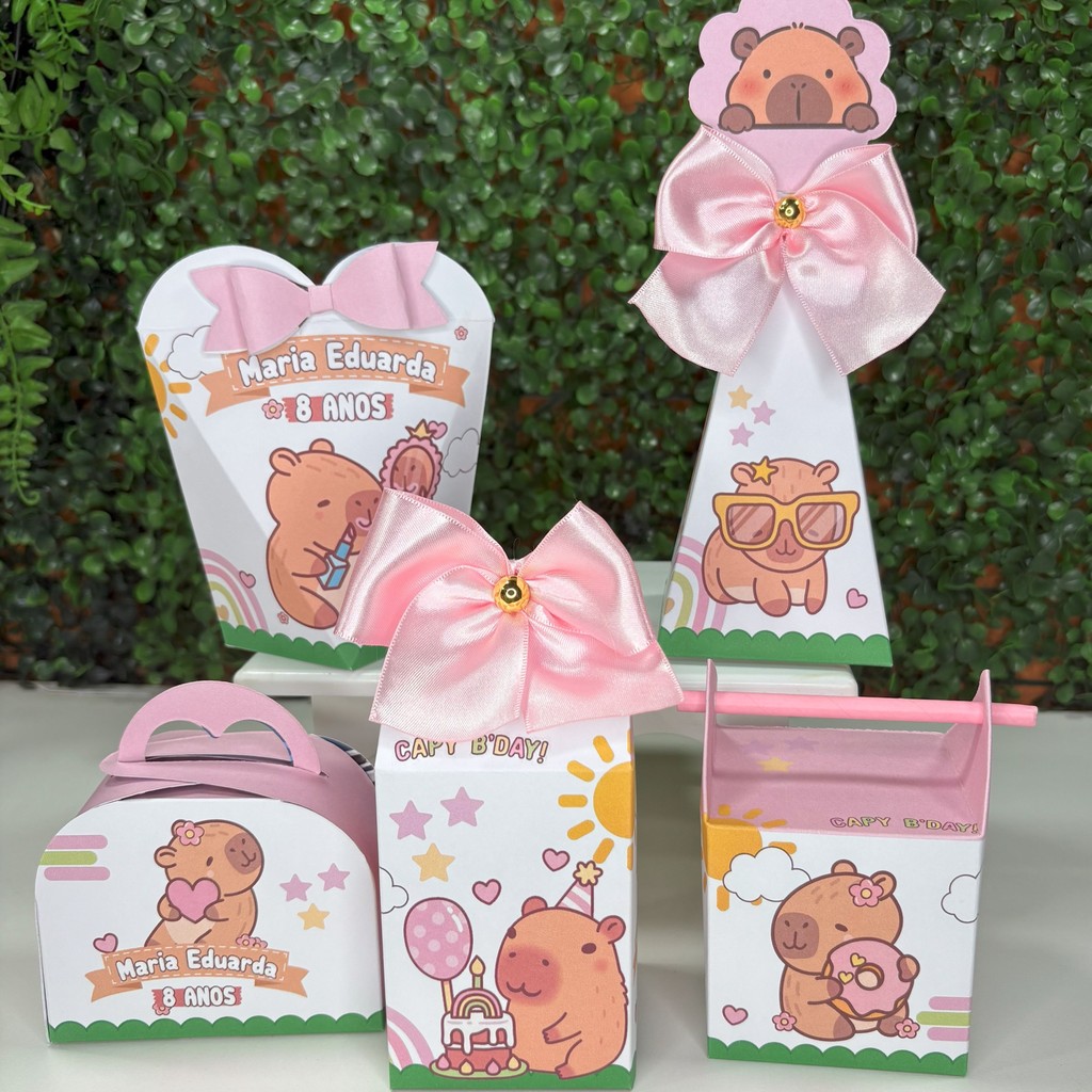 Kit Festa Capivara Cute Capibara Lembrancinha Personalizadas Caixinhas de Aniversário PAGUE E MONTE em Oferta na Shopee