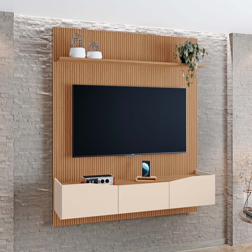 Painel Luciana 100% MDF Tuboarte 3 Porta Basculante p/ TVs de Até 55 Polegadas em Oferta na Shopee