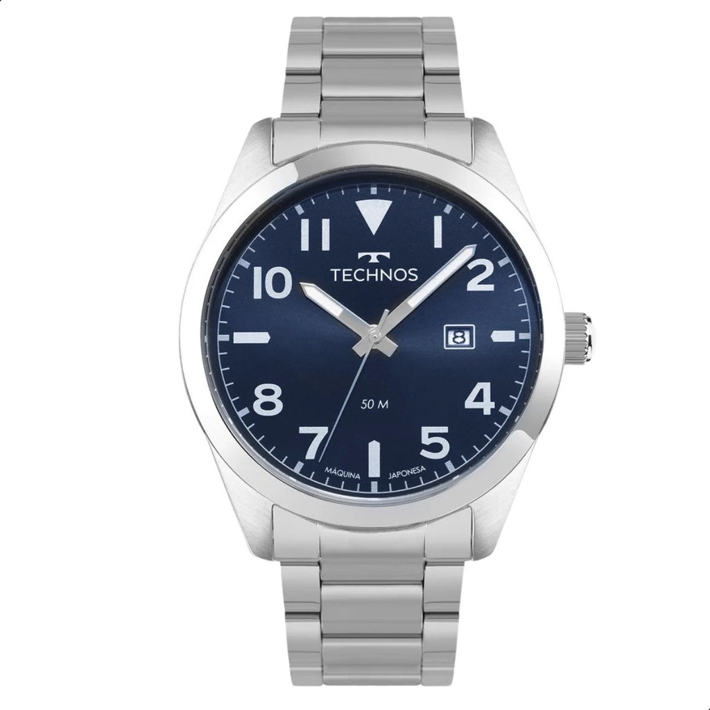 Relógio Masculino Technos Prata Azul Analógico 2115UAI/1A em Oferta na Shopee