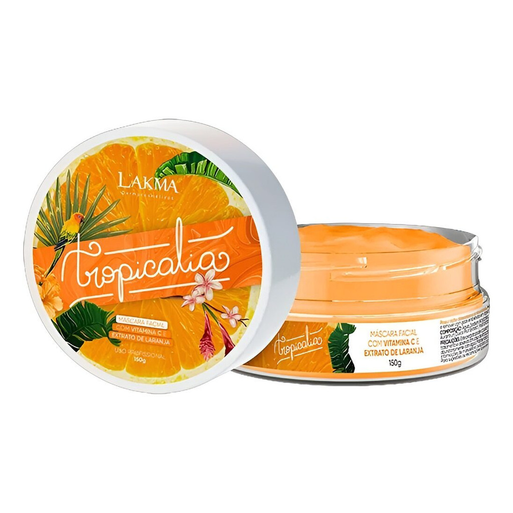 Máscara Facial Lakma Tropicalia Laranja 150g Vitamina C Clareadora, Antioxidante, Ilumina e Uniformiza Profissional
