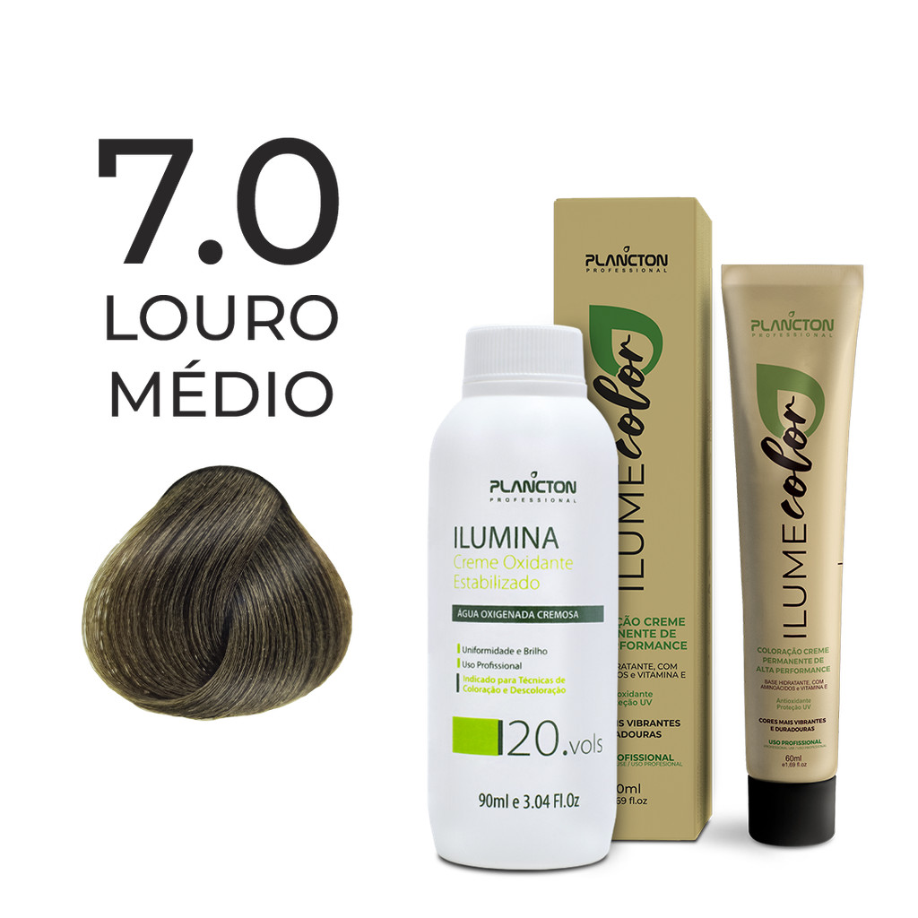 KIT ILUME COLOR PLANCTON - 7.0 LOURO MÉDIO + OX ILUMINA 20V