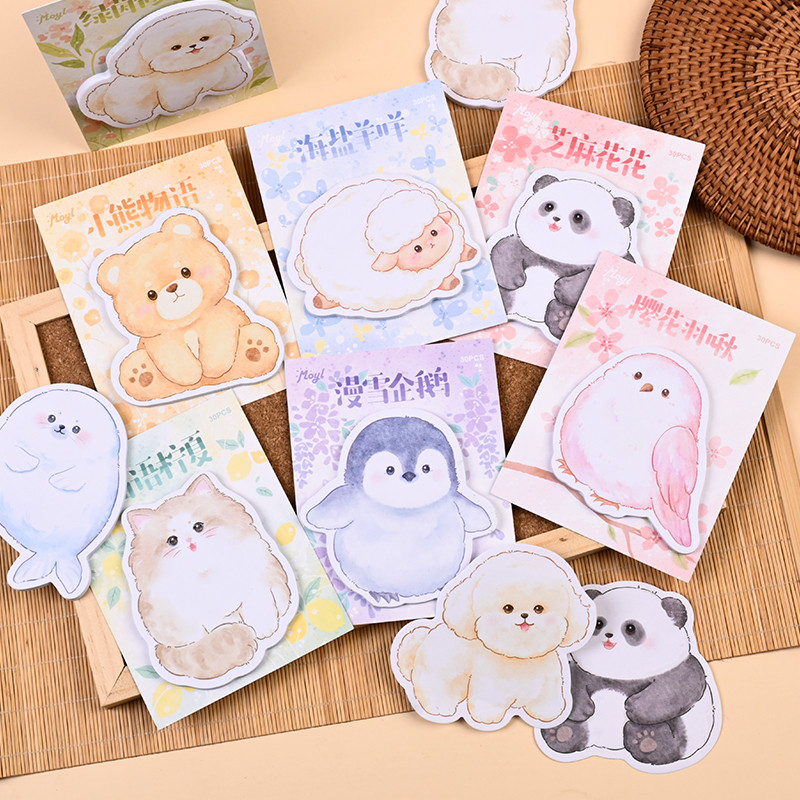 30 Folhas De Notas Adesivas Série De Animais De Estimação Fofos Bloco Portátil Para Estudantes