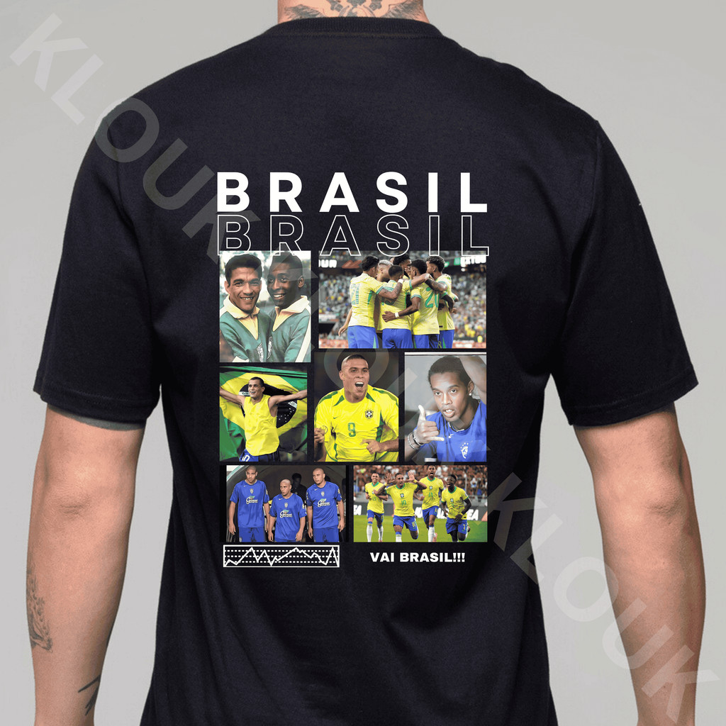 Camiseta Seleção Brasileira Jogadores Novos Antigos Brasil - infantil ao adulto 100% Algodão