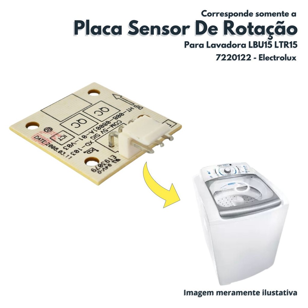 Placa Sensor De Rotação do Motor Para Lavadora Electrolux LBU15 LTR15 Casa das Interfaces 7220122