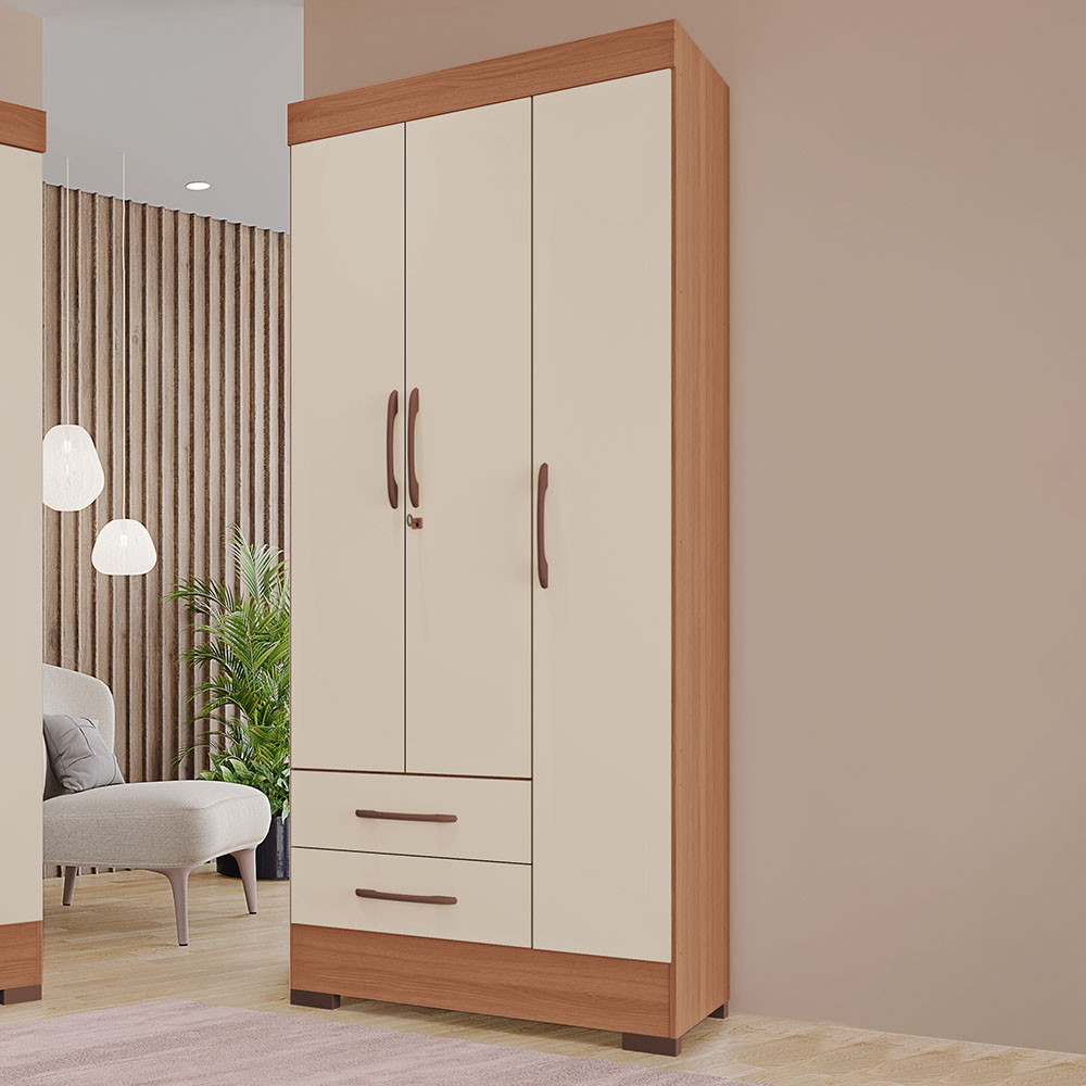 Guarda-Roupas Portofino 100% MDF 3 Portas 2 Gavetas em Oferta na Shopee
