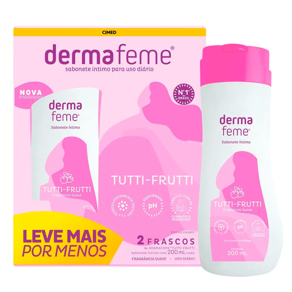 Sabonete Íntimo Dermafeme Teen com 2 Unidades de 200ml cada - Health