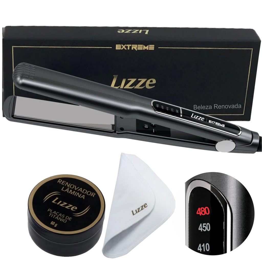 Prancha Lizze Extreme 480º Titanium Kit Limpeza