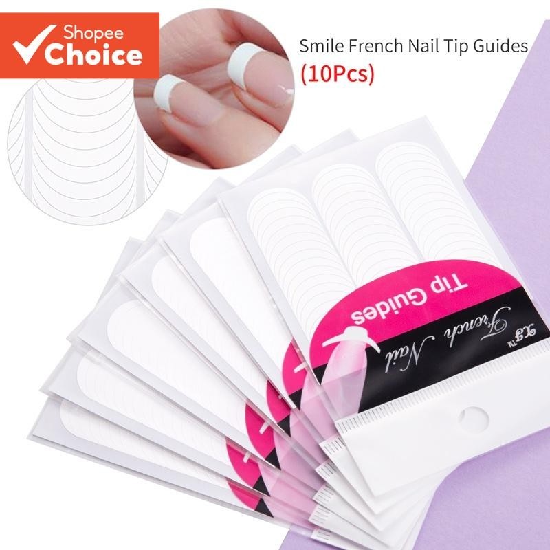 10Pcs Fita Adesiva Francesa Stencil Art Form Fringe Guides Manicure DIY Stickers Dicas Decoração Tool