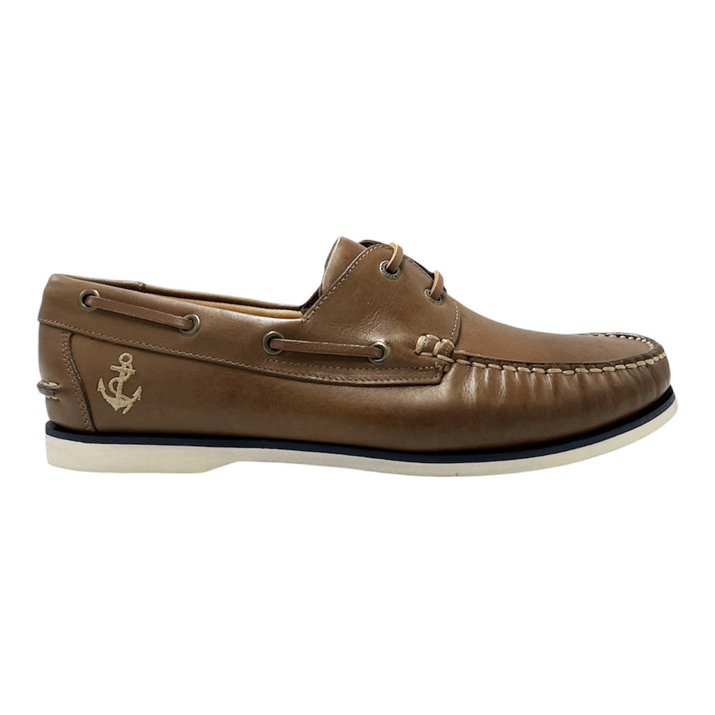 Deckshoes Samello Phoenix Masculino Couro Vintage Marrom Cuoio Mocassim Âncora