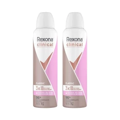 Kit Desodorante Antitranspirante Aerossol Rexona Feminino Clinical Clean 150ml (2 Unidades)