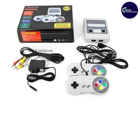 Imagem O Clássico Videogame Super Nintendo Mini SNES Vem Com 2 Controladores , Capacidades De 8 Bits E 620 Jogos Originais