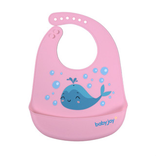 Babador Baby Joy Silicone Pega Migalhas Estampa Baleia Rosa em Oferta na Shopee