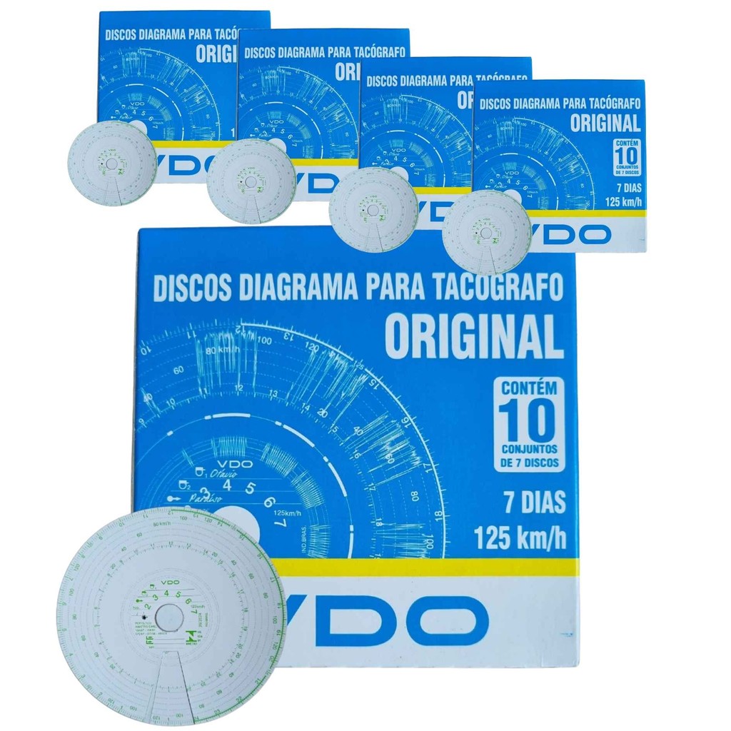 Kit 5 Disco Diagrama para Tacógrafo 7d Semanal - 125km/h - 10 un (VDO 14025005F) em Oferta na Shopee