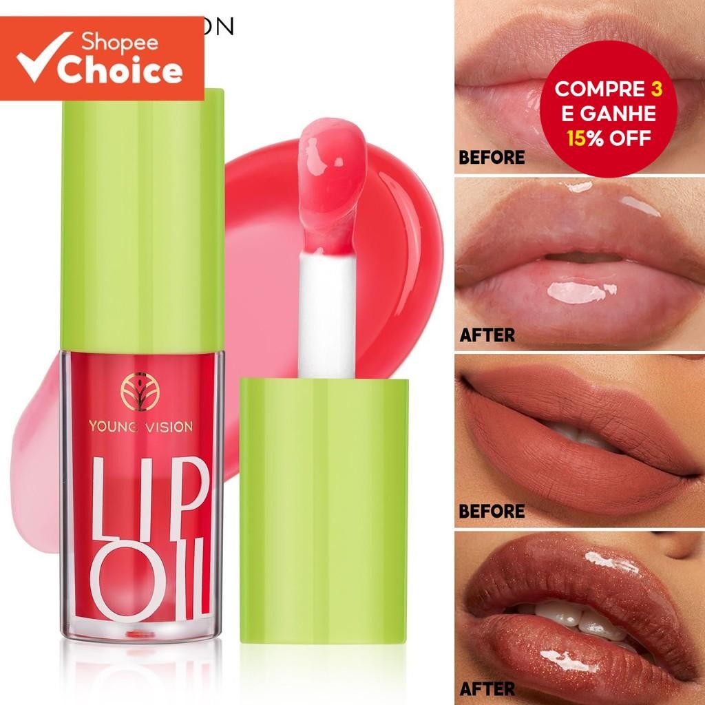 Óleo labial 6 cores brilho labial transparente hidratante cabeça de escova grande