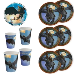 KIT FESTA COMO TREINAR SEU DRAGÃO 8 PRATOS + 8 COPOS DESCARTÁVEL 200 ML PAPEL - FESTCOLOR (CHOCO)