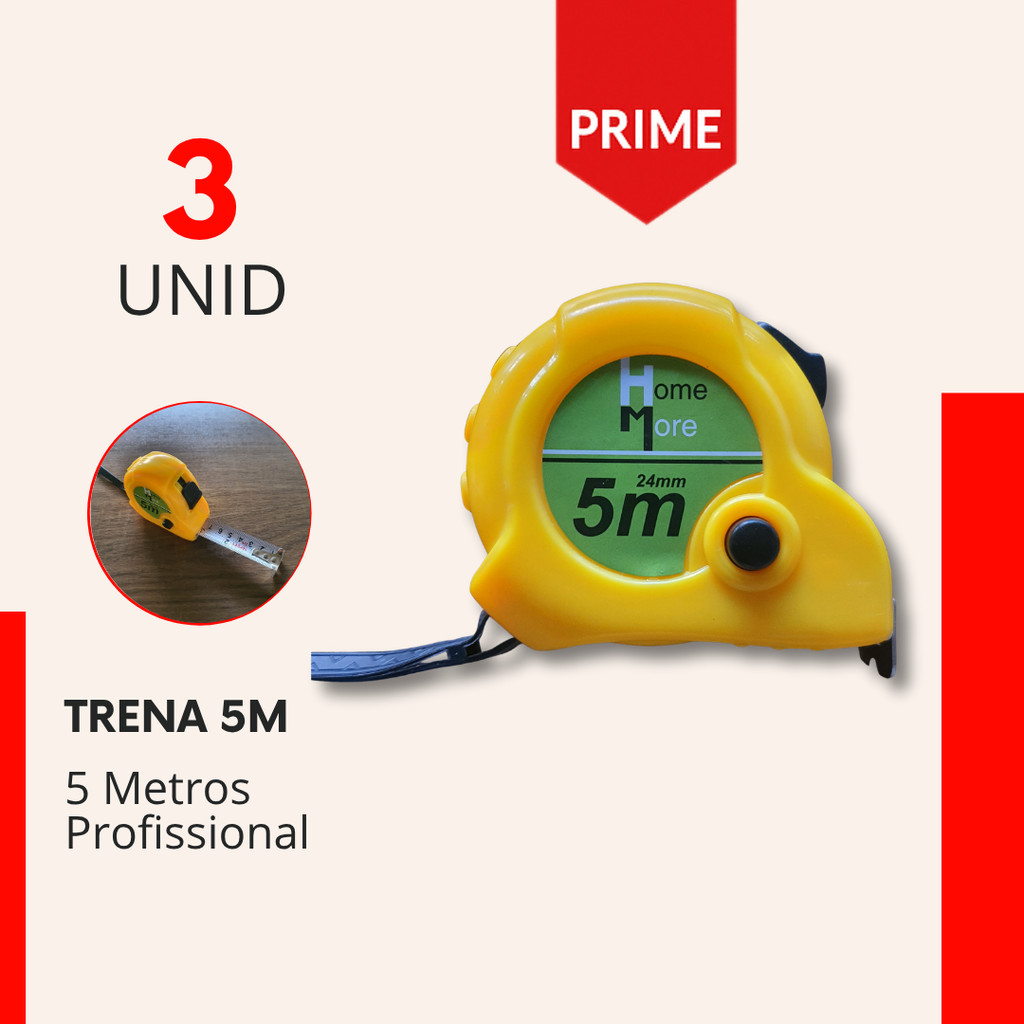 Trena 5 metros 3, 2, ou 1 Peça Profissoinal para Obras com Trava em Oferta na Shopee