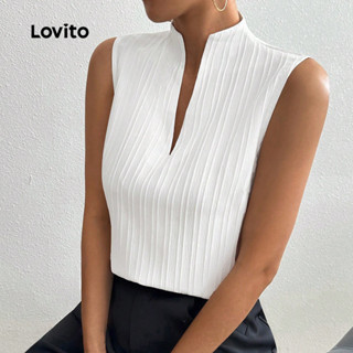 (Trendy) Lovito Elegante Top de Trânsito Jacquard Boa Textura Camiseta Branca de Primavera/verão para Mulheres LBL26233 em Oferta na Shopee