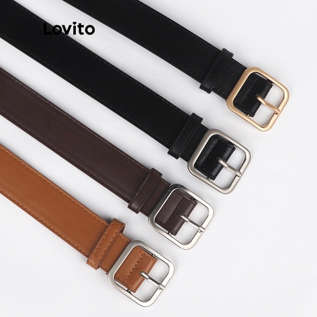 (Trendy) Lovito Cinto Feminino de Couro com Fivela Dourada Fashion L50AD150 (Café/Dourado/Marrom Enferrujado/Preto) - Fashion Accessories