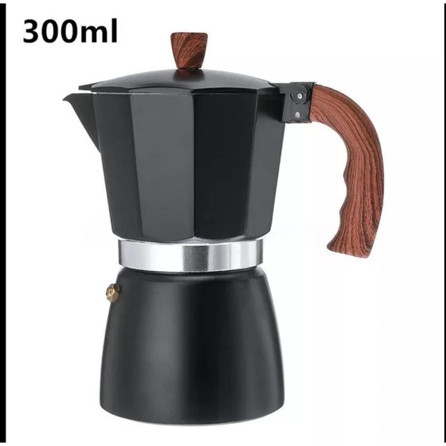 cafeteira italiana 300ML 6 xicaras de cafe expresso cafeteira na cor preta - opsshopping