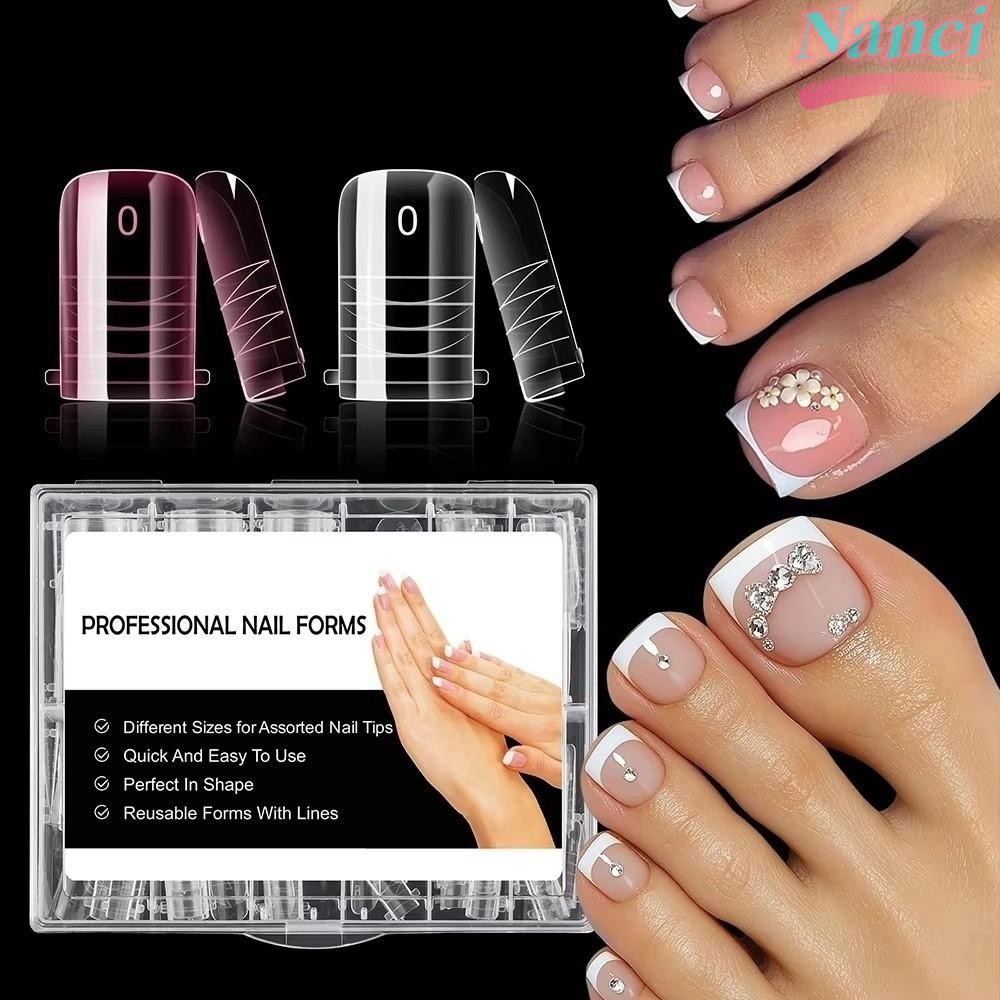 NANCI 120pcs Molde De Unha De Dedo Do Pé , Formas Duplas Pontas Falsas De Cobertura Completa , Moldes De Gel Poli Acríli em Oferta na Shopee