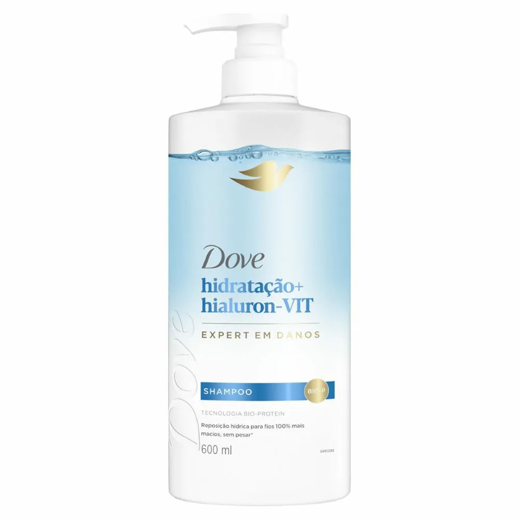 SHAMPOO DOVE HIDRATAÇÃO+ HIALURON-VIT EXPERT EM DANOS 600ML