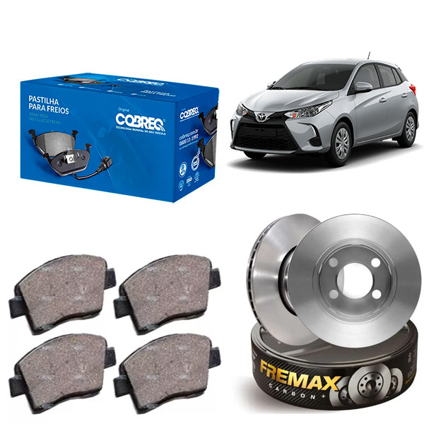 Kit Disco Freio Ventilado + Jogo Pastilha Freio ETIOS YARIS – FREMAX / COBREQ