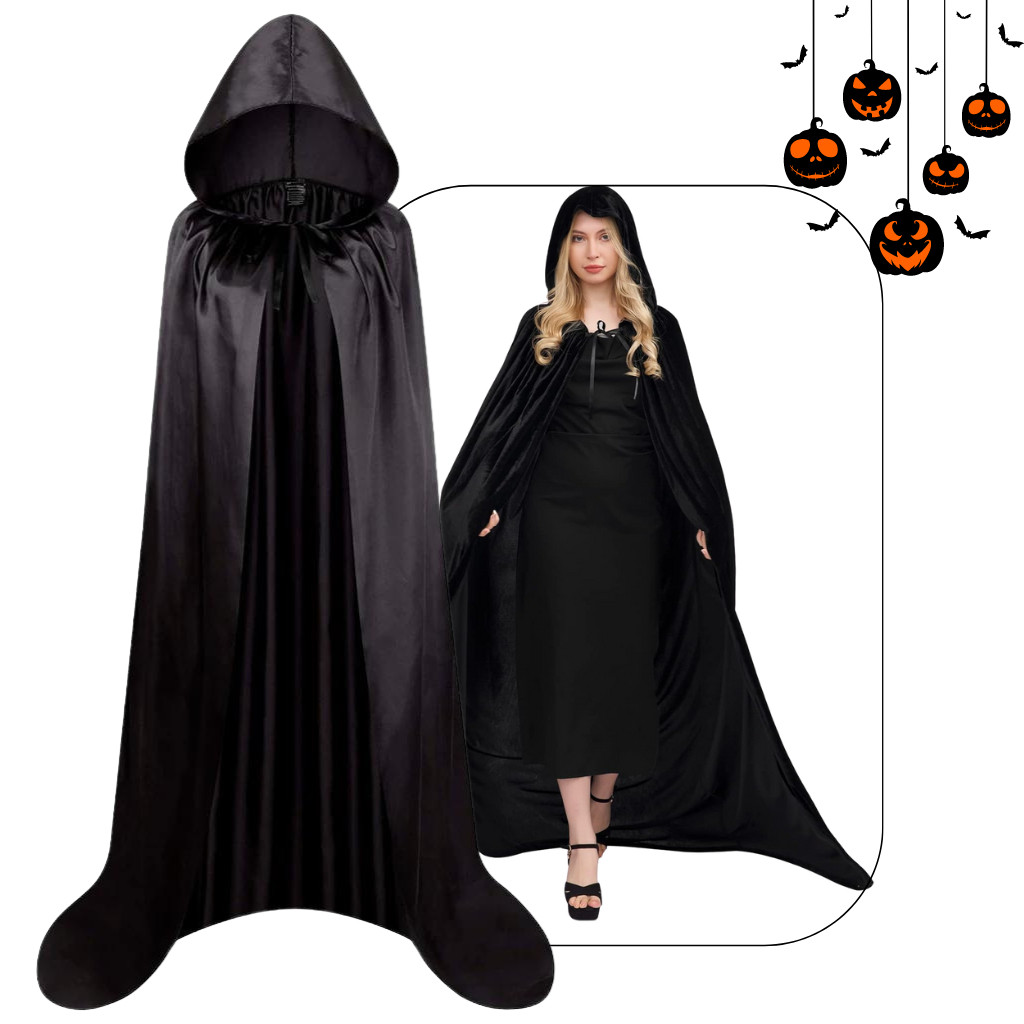Capa Clássica com Capuz-Fantasia Halloween e Cosplay para Adultos 140-160CM