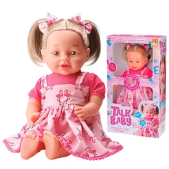 Boneca Fala Frases Talk Baby Loira 50 Cm Com Cabelo E Vestido Rosa Infantil Bee Toys