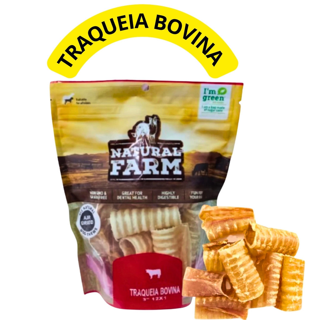 Petisco Mordedor P/ Cães 1 Pacote Traqueia Bovina 6' Polegadas Natural Farm 3un em Oferta na Shopee