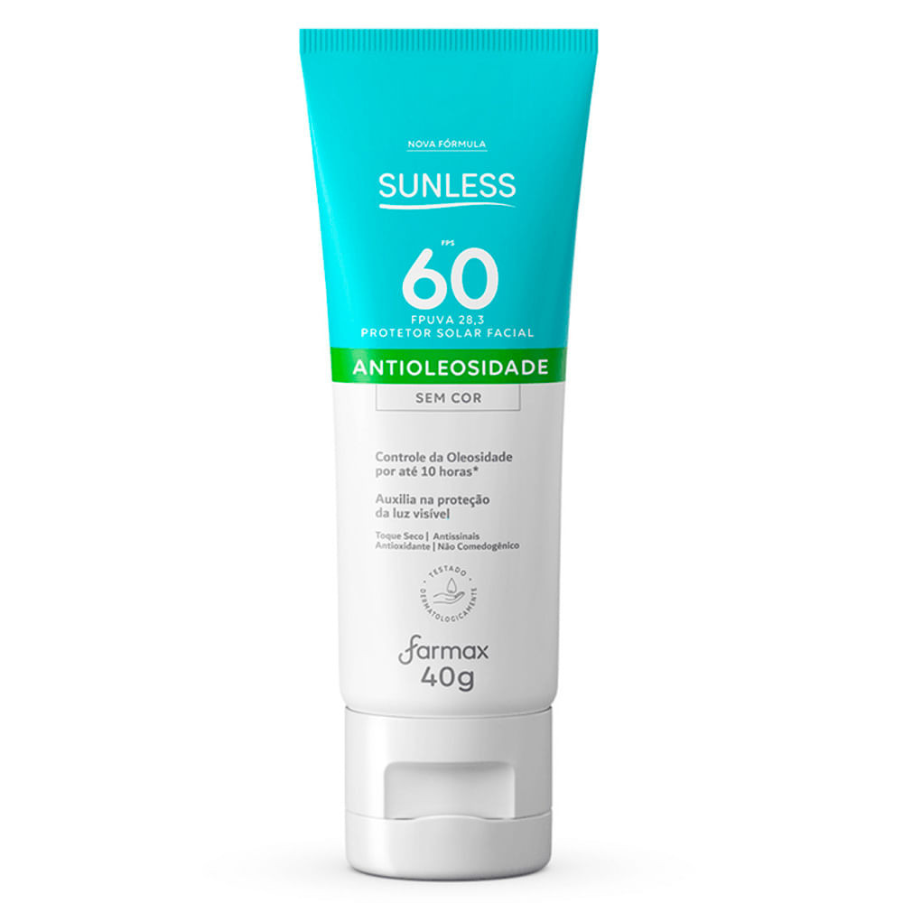Protetor Solar Facial Sunless FPS 60 Sem Cor 40g - Beauty