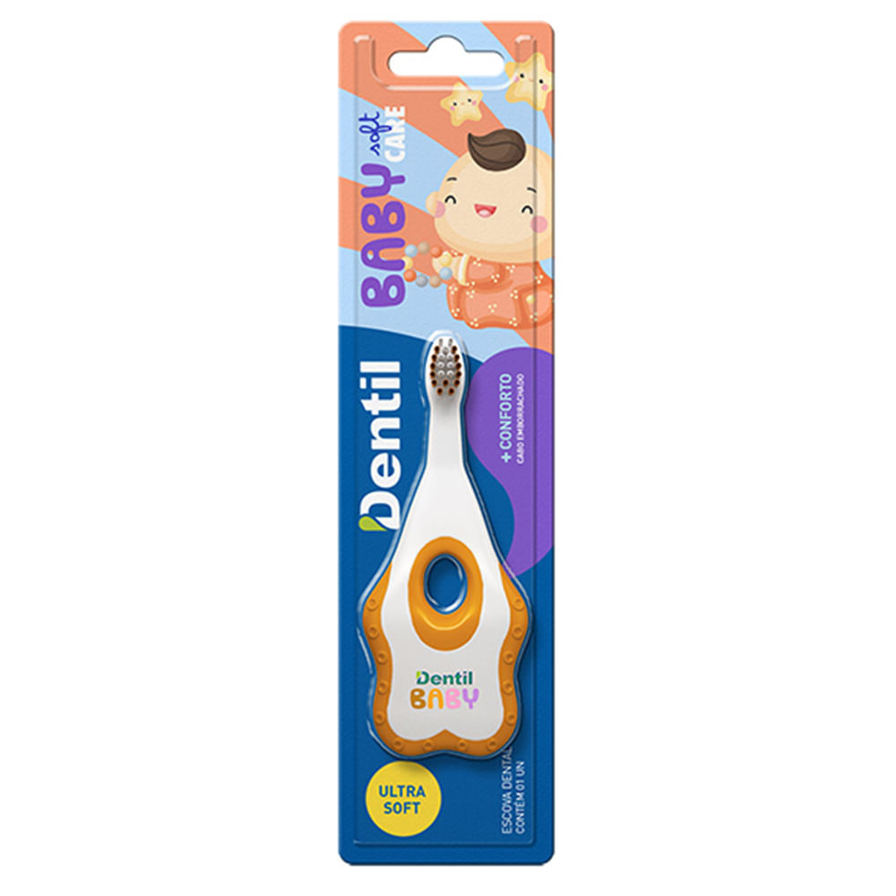 Escova De Dente Baby Soft Care Dentil Macia Cabo Emborrachado - Health
