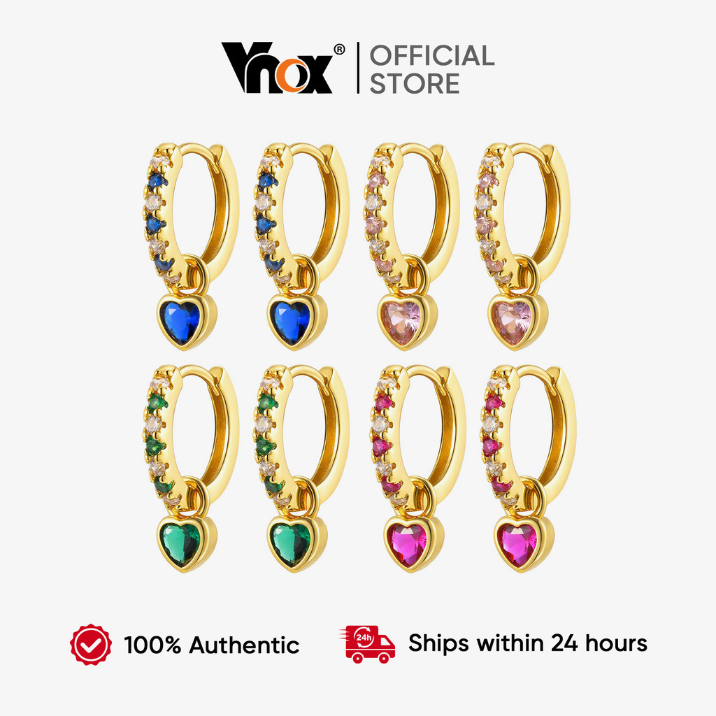 Brincos De Argola Vnox Golden Huggie Vitntage Love Zircon Para Mulheres , Coração Joias Hipoalergênicas Presente em Oferta na Shopee